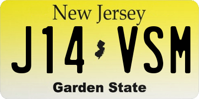 NJ license plate J14VSM