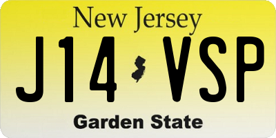 NJ license plate J14VSP