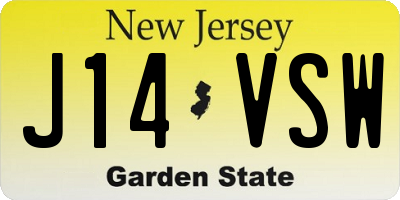 NJ license plate J14VSW