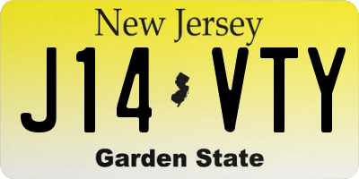 NJ license plate J14VTY