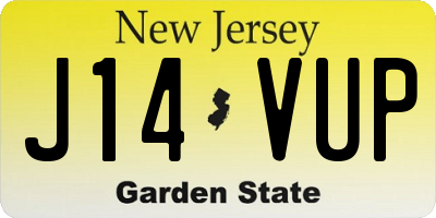 NJ license plate J14VUP