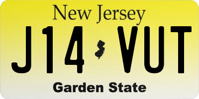 NJ license plate J14VUT