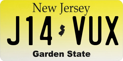 NJ license plate J14VUX