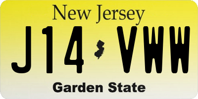NJ license plate J14VWW