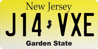 NJ license plate J14VXE