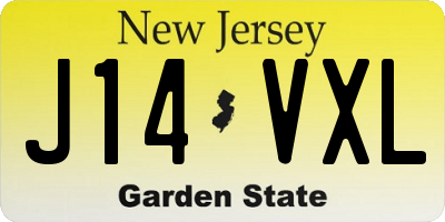 NJ license plate J14VXL
