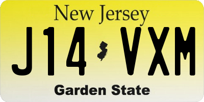 NJ license plate J14VXM