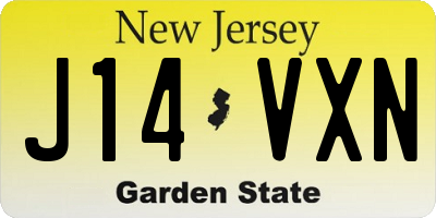 NJ license plate J14VXN