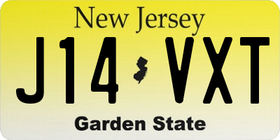 NJ license plate J14VXT