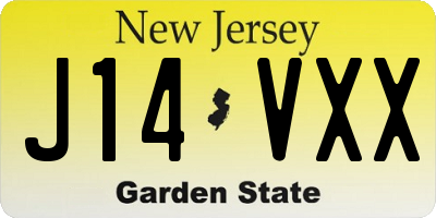 NJ license plate J14VXX