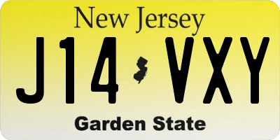 NJ license plate J14VXY