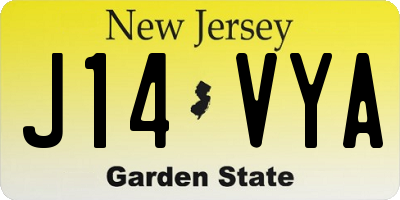 NJ license plate J14VYA