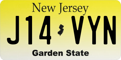 NJ license plate J14VYN