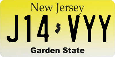 NJ license plate J14VYY