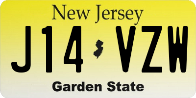 NJ license plate J14VZW
