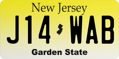 NJ license plate J14WAB