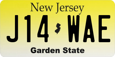 NJ license plate J14WAE