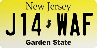 NJ license plate J14WAF