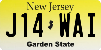 NJ license plate J14WAI