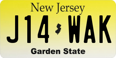 NJ license plate J14WAK