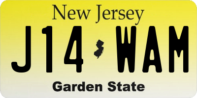 NJ license plate J14WAM