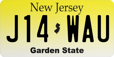 NJ license plate J14WAU