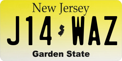 NJ license plate J14WAZ