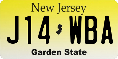 NJ license plate J14WBA