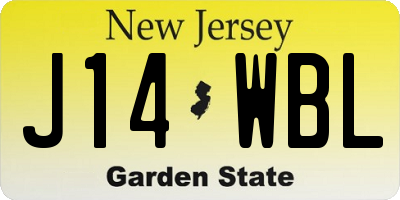 NJ license plate J14WBL