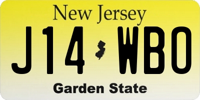 NJ license plate J14WBO