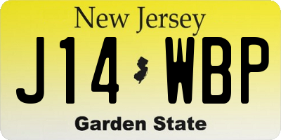 NJ license plate J14WBP