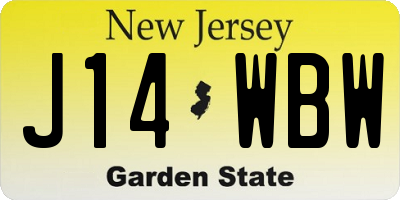 NJ license plate J14WBW