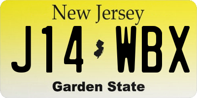 NJ license plate J14WBX