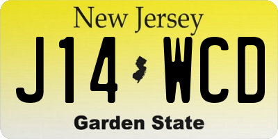 NJ license plate J14WCD