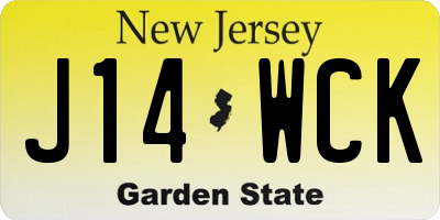 NJ license plate J14WCK