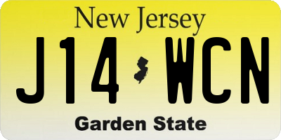 NJ license plate J14WCN