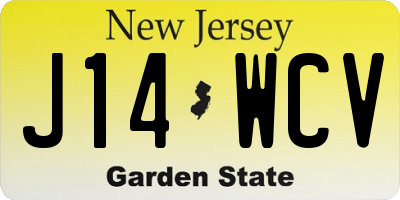 NJ license plate J14WCV