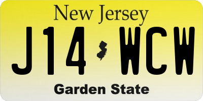 NJ license plate J14WCW