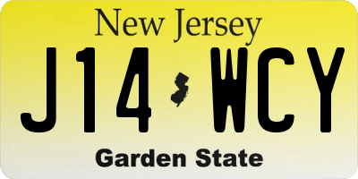 NJ license plate J14WCY