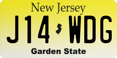 NJ license plate J14WDG