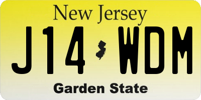 NJ license plate J14WDM