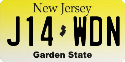 NJ license plate J14WDN