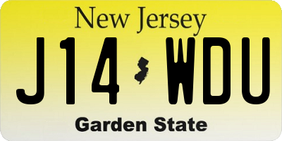 NJ license plate J14WDU