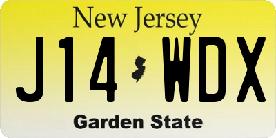 NJ license plate J14WDX