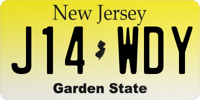 NJ license plate J14WDY