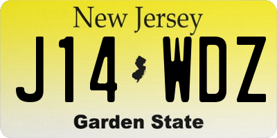 NJ license plate J14WDZ