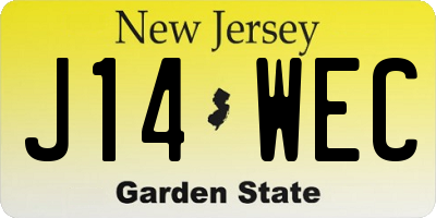 NJ license plate J14WEC