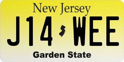 NJ license plate J14WEE