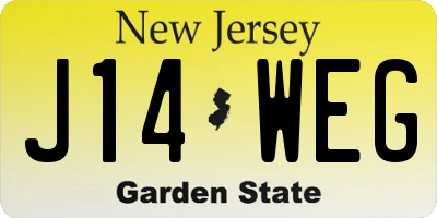 NJ license plate J14WEG