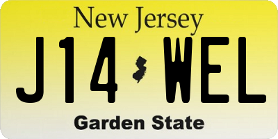 NJ license plate J14WEL